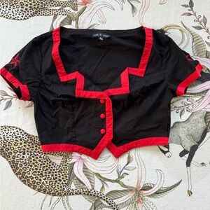 Black and Red Women's Crop Top